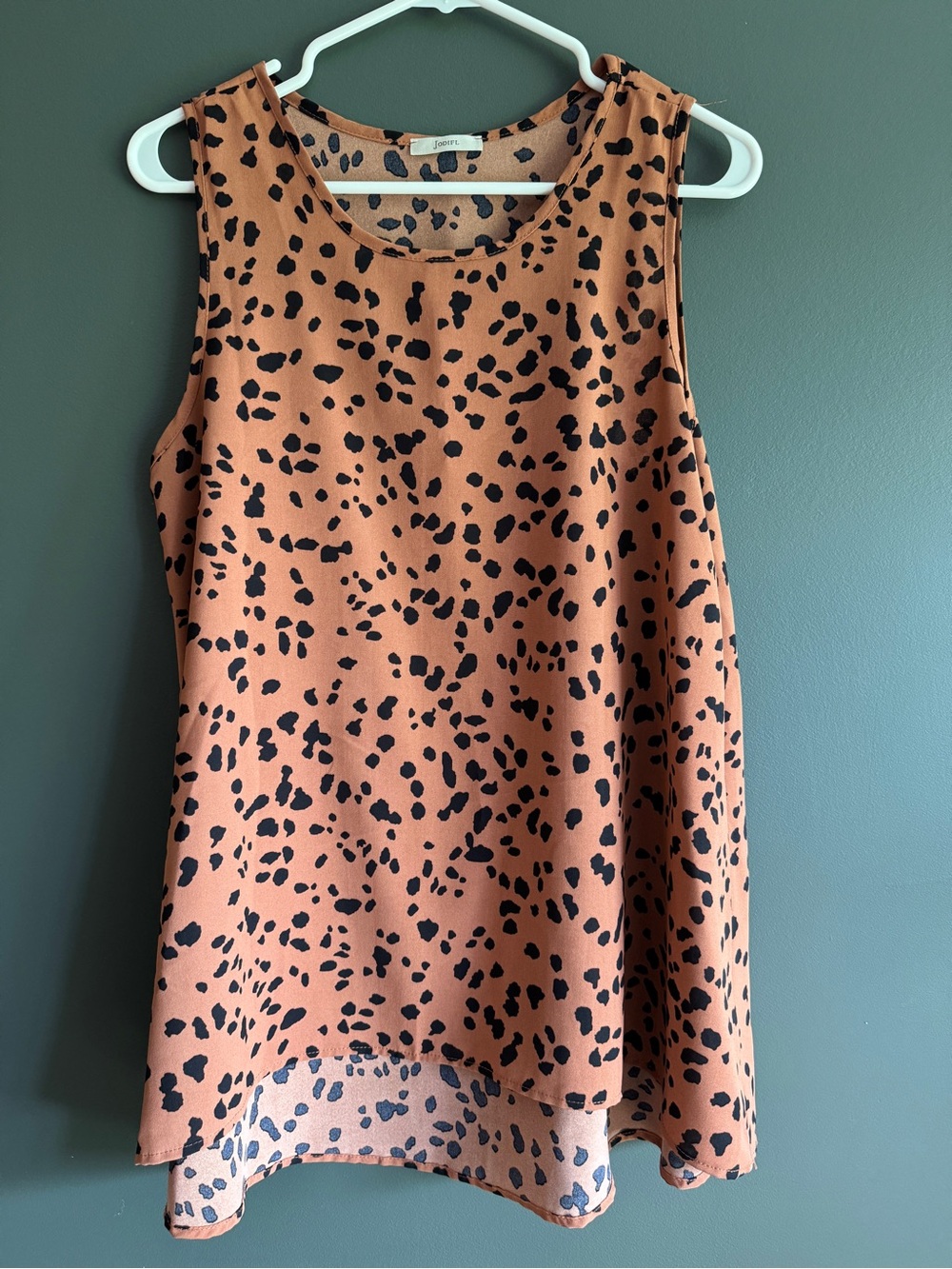 JODIFL Rust Brown Black Leopard Print Sleeveless Top